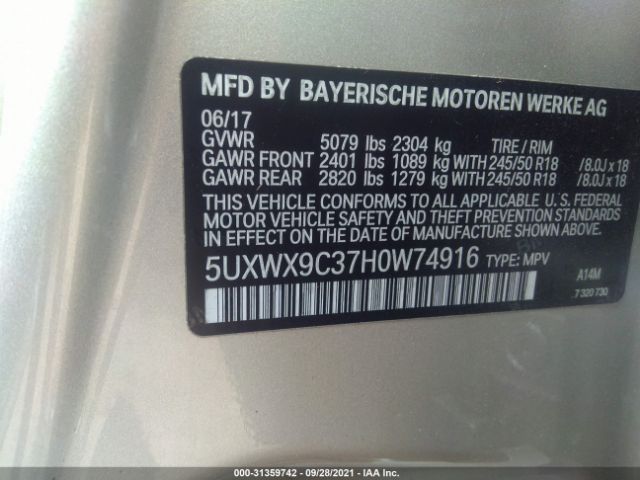 5UXWX9C37H0W74916 BI6990HP - BMW X3  2017 IMG - 8