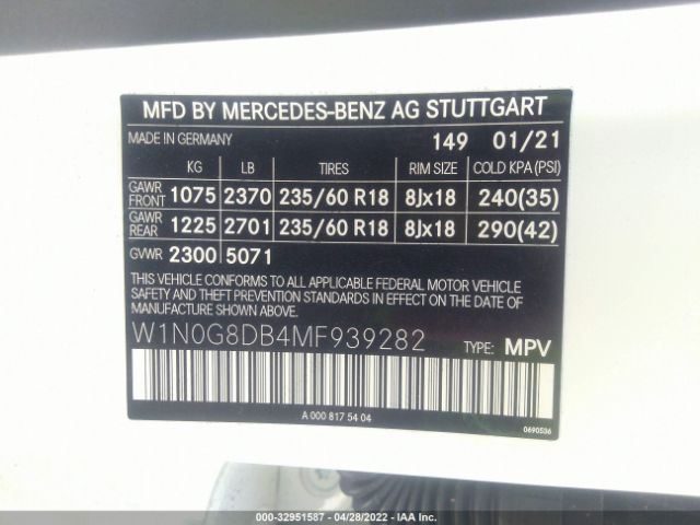 W1N0G8DB4MF939282  - MERCEDES-BENZ GLC  2021 IMG - 8