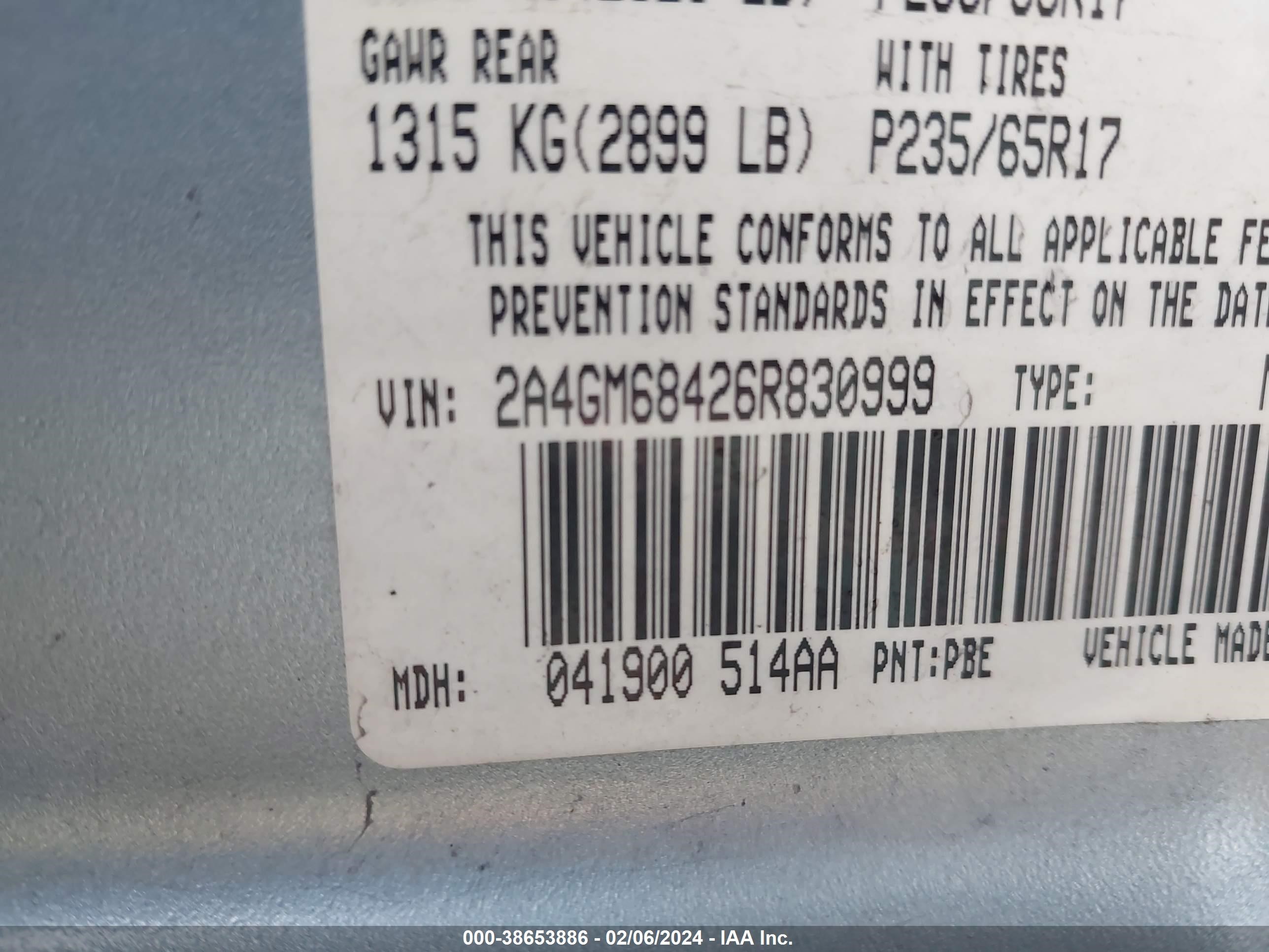 2A4GM68426R830999  - CHRYSLER PACIFICA  2006 IMG - 8
