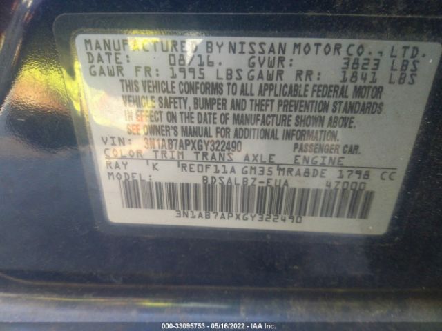 3N1AB7APXGY322490  - NISSAN SENTRA  2016 IMG - 8