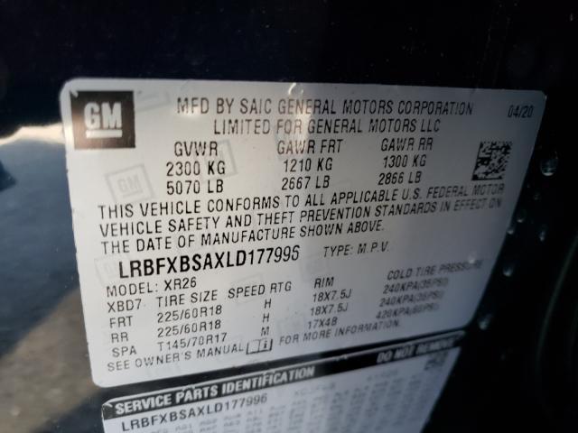 LRBFXBSAXLD177996 BH4559TC - BUICK ENVISION  2020 IMG - 9