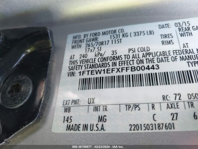 1FTEW1EFXFFB00443  - FORD F-150  2015 IMG - 8