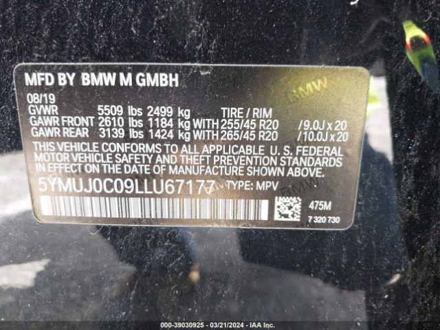 5YMUJ0C09LLU67177  - BMW X4 M  2020 IMG - 8