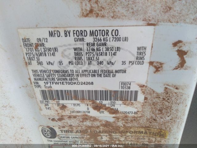 1FTFW1ET0DKD24268  - FORD F-150  2013 IMG - 8