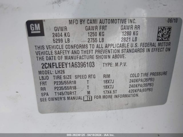 2CNFLEEY1A6396103  - CHEVROLET EQUINOX  2010 IMG - 8