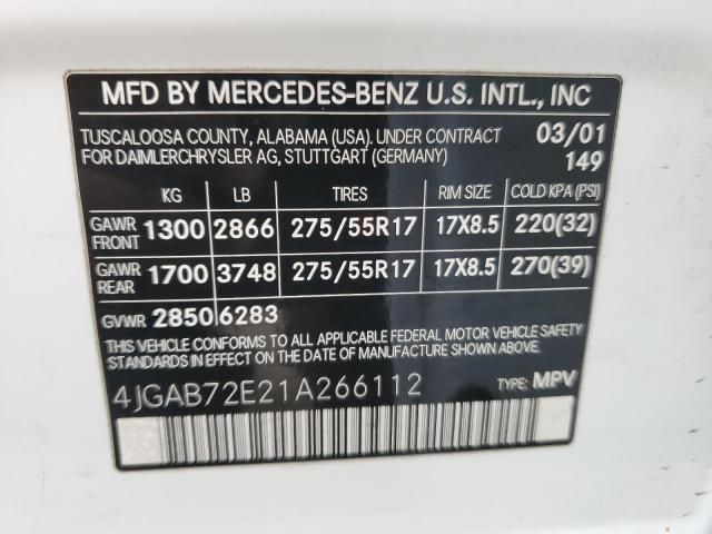 4JGAB72E21A266112  - MERCEDES-BENZ M-CLASS  2001 IMG - 11