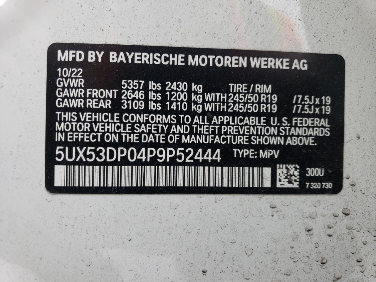 5UX53DP04P9P52444  - BMW X3  2023 IMG - 11